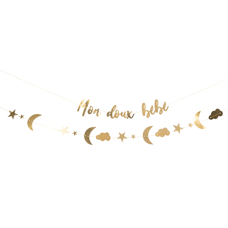 Set de 2 guirlandes mon doux bebe or 2.15 m et 2m