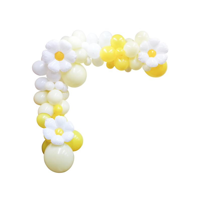 Kit arche de 98 ballons marguerite jaune pale jaune et blanc