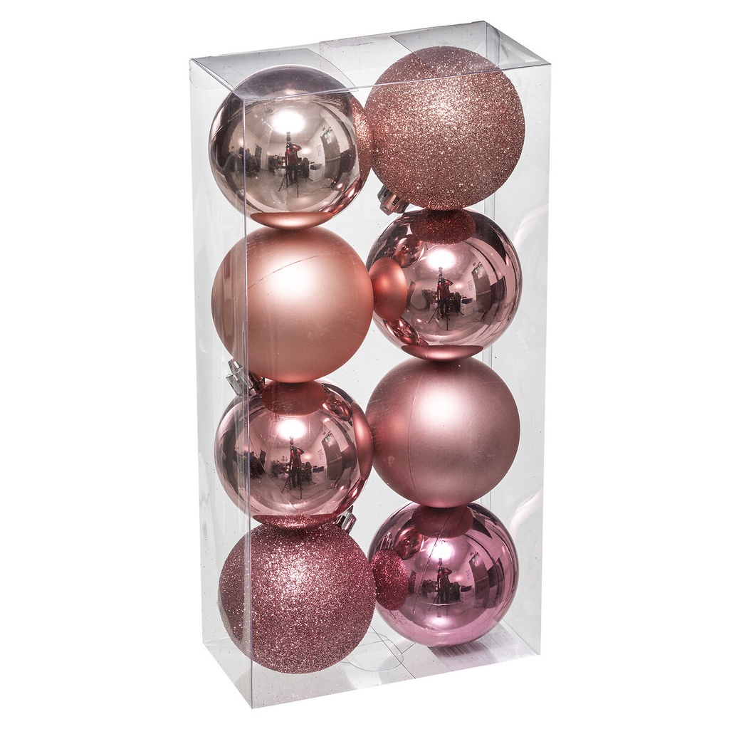 Boule de noel 70mm x8 rose
