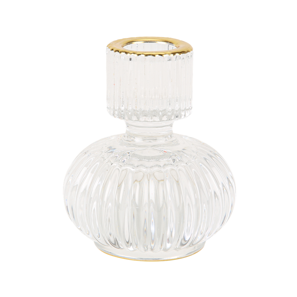 Bougeoir anae double en verre pêche  7,5x9cm
