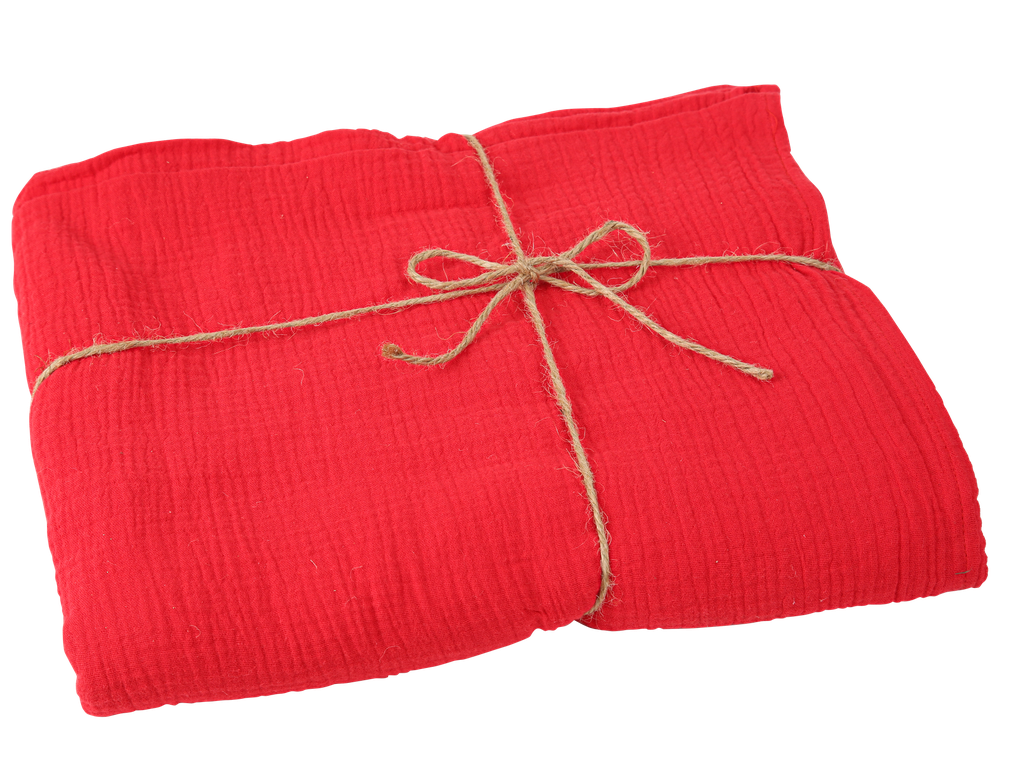 Nappe gaze de coton rouge 1,30x2,40m lavable à 30degres
