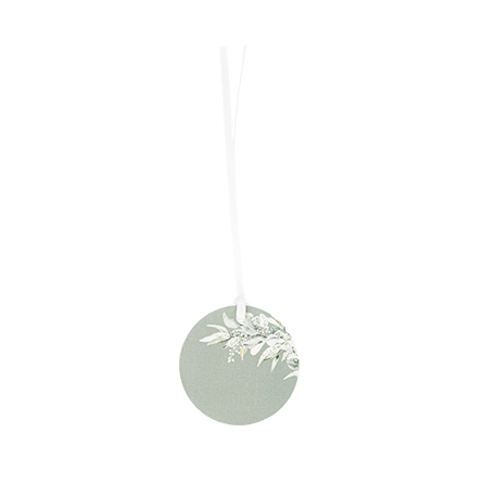 10 étiquettes greenery papier vert de gris et blanc ø5cm