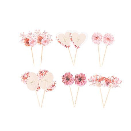 12 pics love to love papier blush, rose et or de 7,5 à 8,5cm