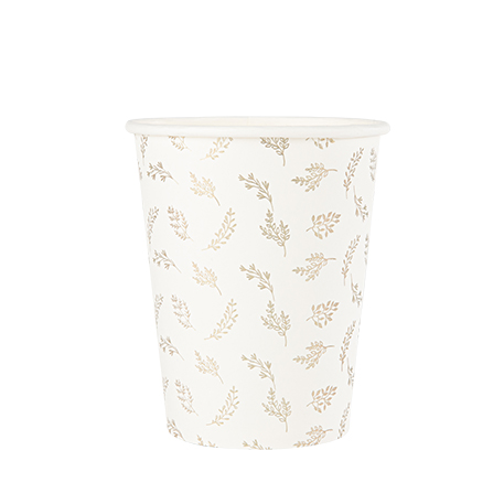 8 gobelets communion carton blanc et or 255ml