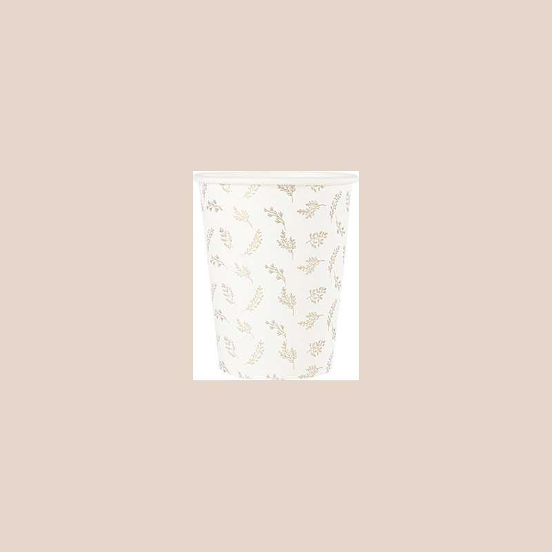 8 gobelets communion carton blanc et or 255ml