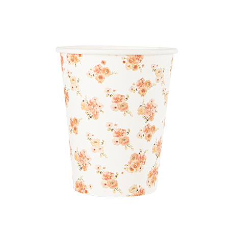 8 gobelets peachy carton rose, pêche et ivoire 255 ml