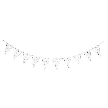 Guirlande jardin botanique papier vert sauge et blanc 2m