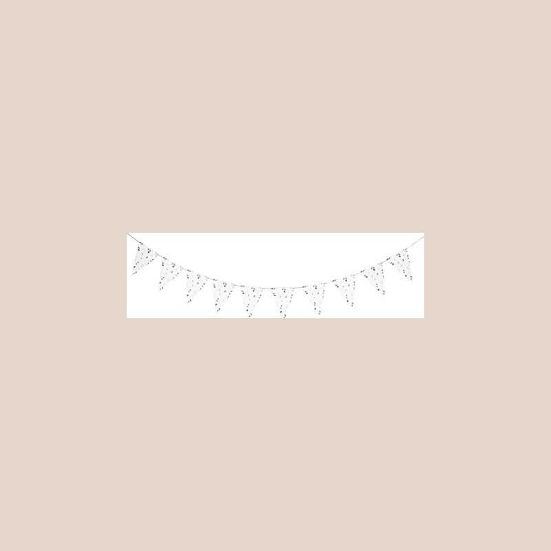 Guirlande jardin botanique papier vert sauge et blanc 2m