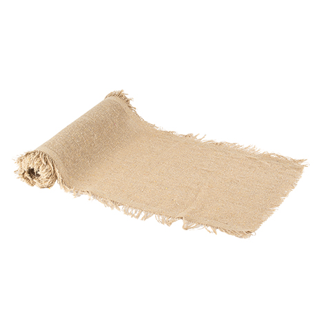 Chemin de table effiloché façon chanvre sable 30cmx3m