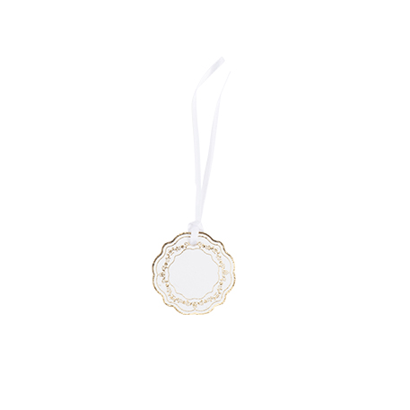 10 étiquettes vintage papier blanc et or ø5cm