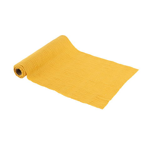 Chemin de table gaze de coton ocre 30cmx3m