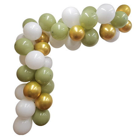 Kit arche de 40 ballons la greenery vert de gris, blanc et or