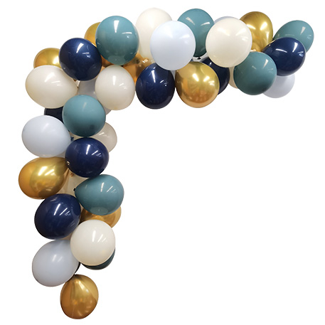 Kit arche de 40 ballons la navy marine, ciel, bleu orage, crème et or