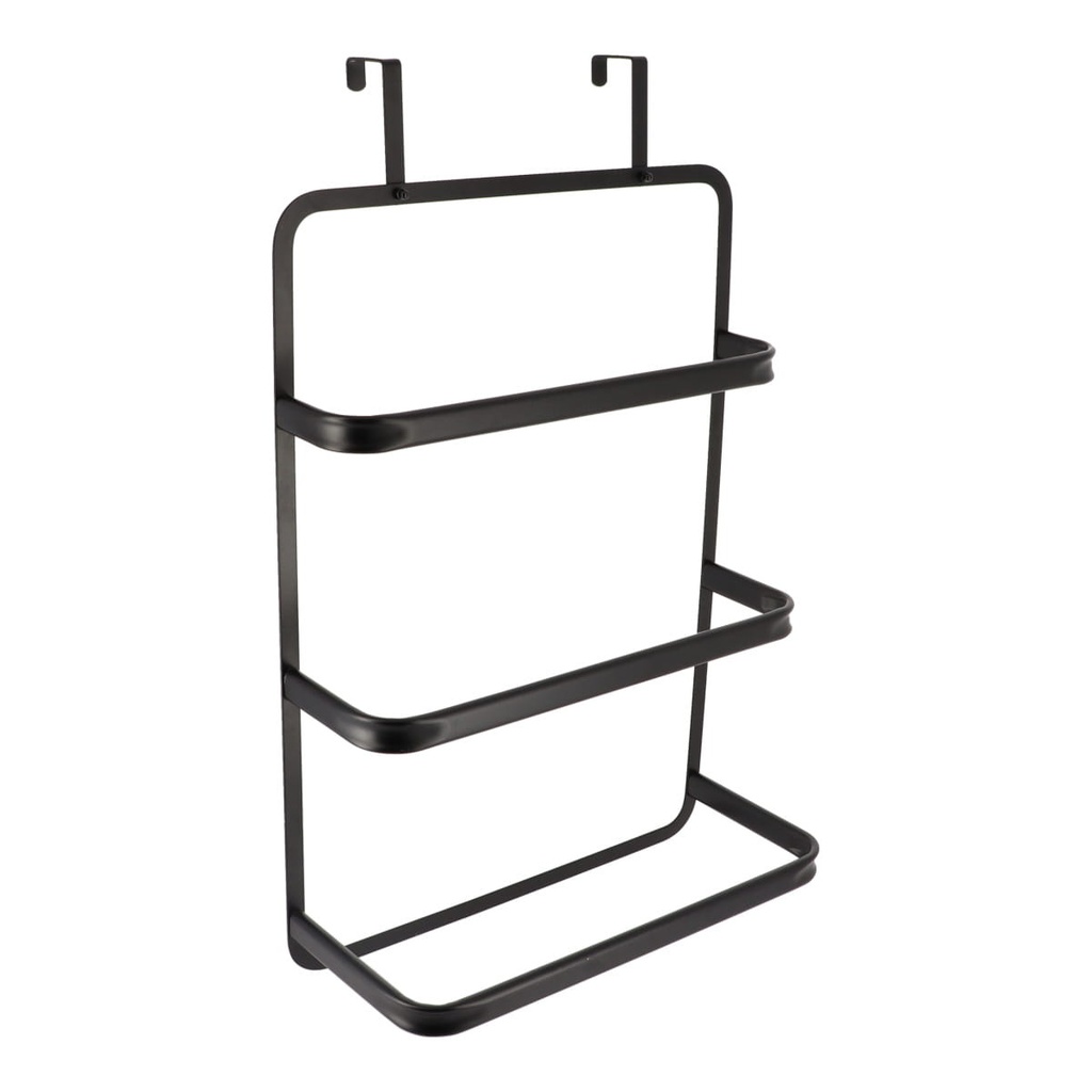 Porte serviettes sur porte 3 barres metal - noir