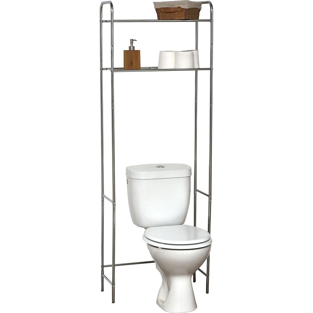 Meuble metal 2 tablettes pour toilettes - chrome