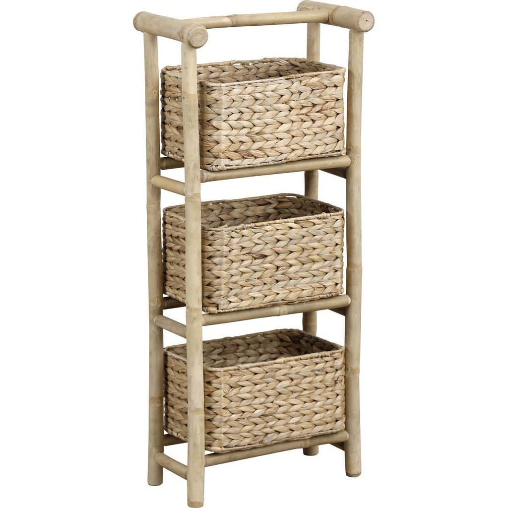Etagere en canne de bambou 3 paniers jacinthe - bambou