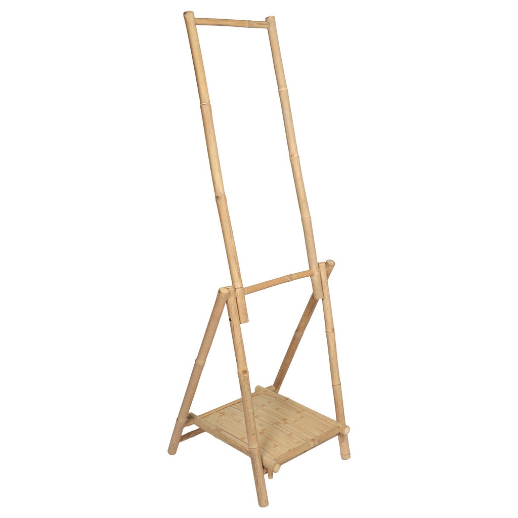 Meuble portant bambou pliable  2 barres + etagere - bambou