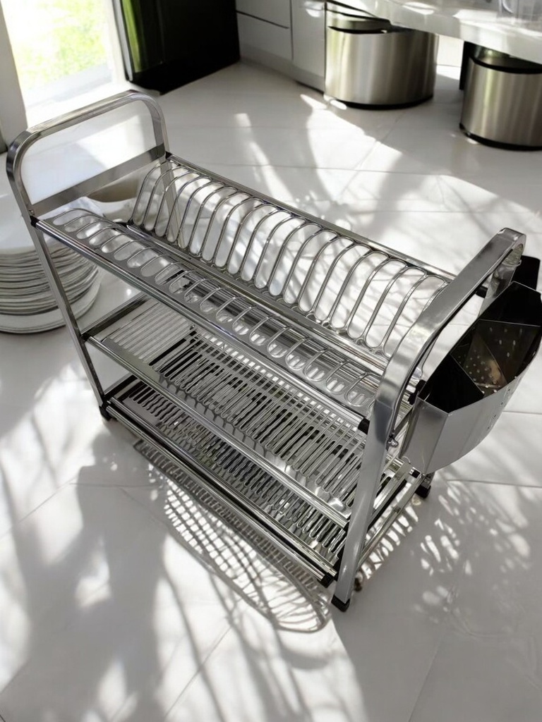 Rangement de cuisine en acier inoxydable avec 2 niveaux 