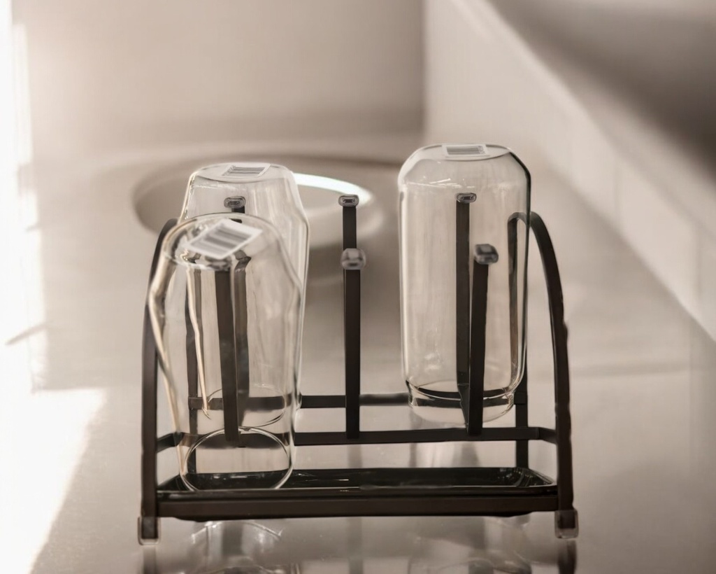 Egouttoir en métal marron pour 6 verres