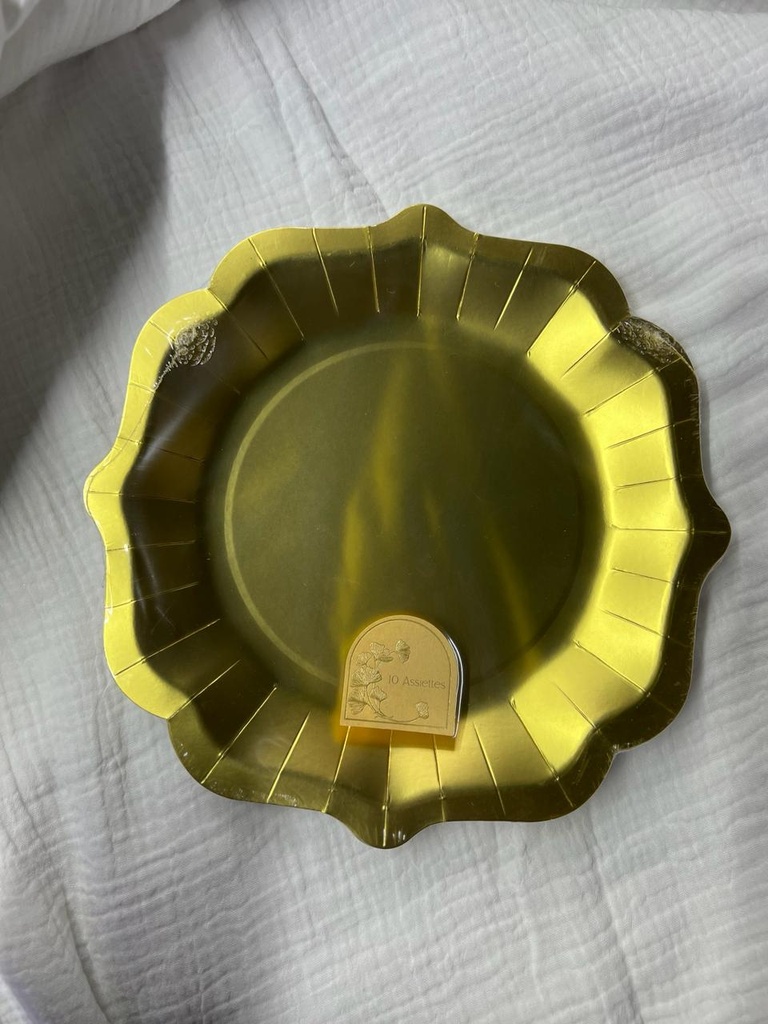 Lot de 10 assiettes pm "rosace" or 23cm