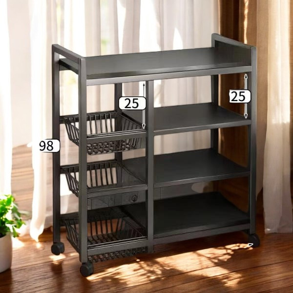 Chariot de rangement en métal noir à 5 niveaux