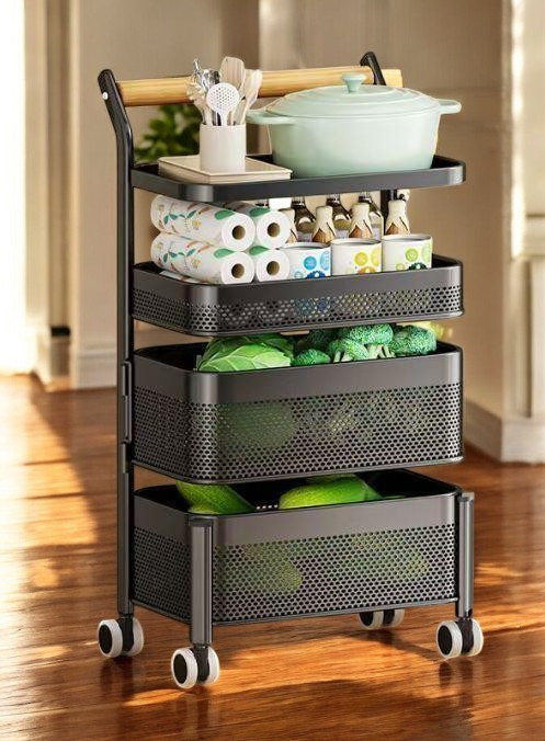 Chariot de rangement en métal avec roulettes