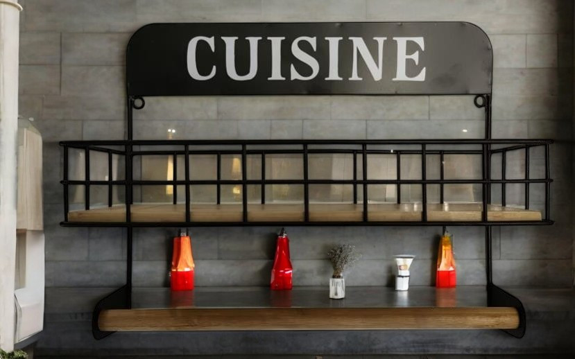 Étagère de cuisine en bois/métal avec un design élégant