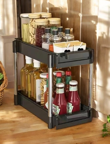 Rangement à deux niveaux en métal