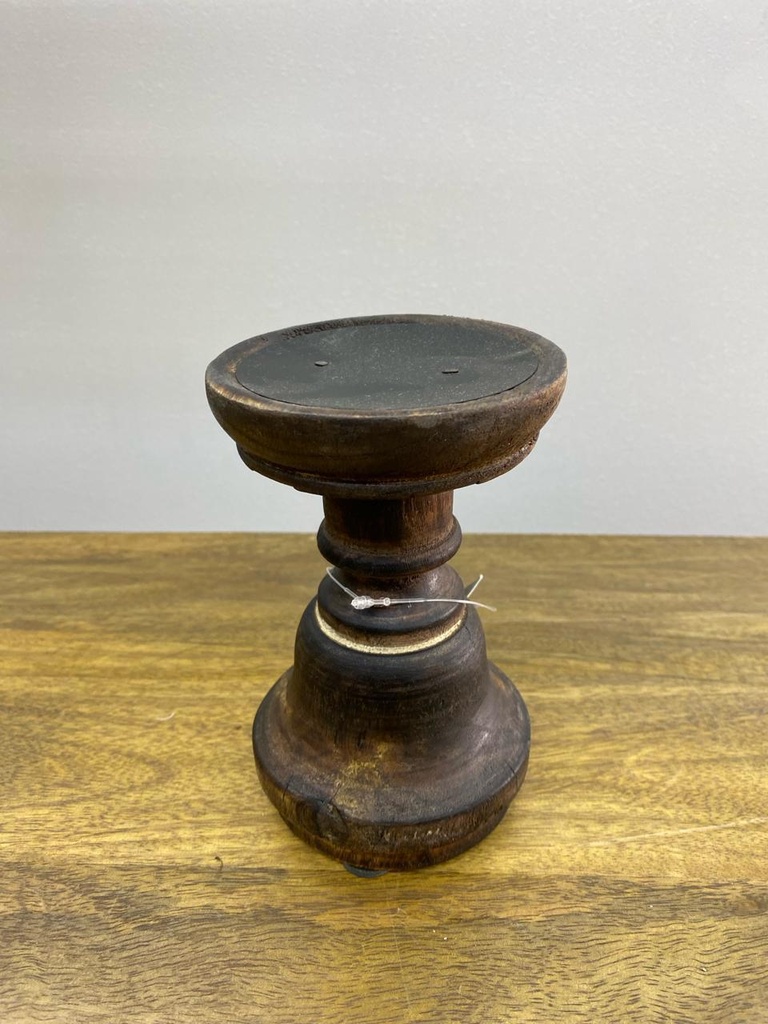 Bougeoir bois foncé 14cm