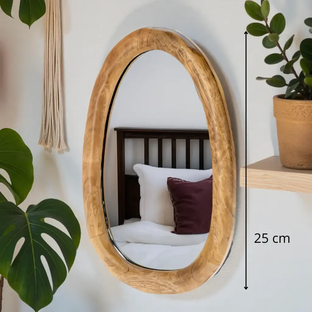 Miroir oval bois 25cm forme arrondis