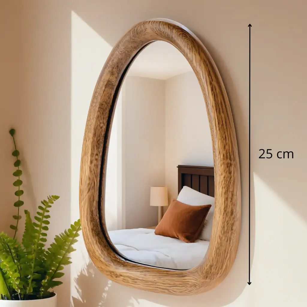 Miroir oval bois 25cm forme oeuf