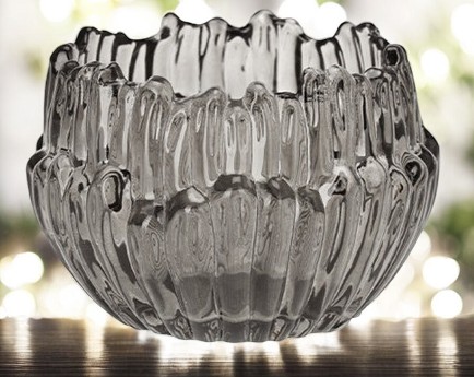 Porte bougie dentelle gris