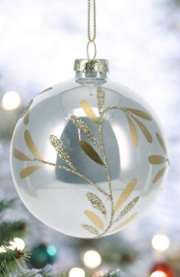 Boule de noel argent feuille or et paiellete
