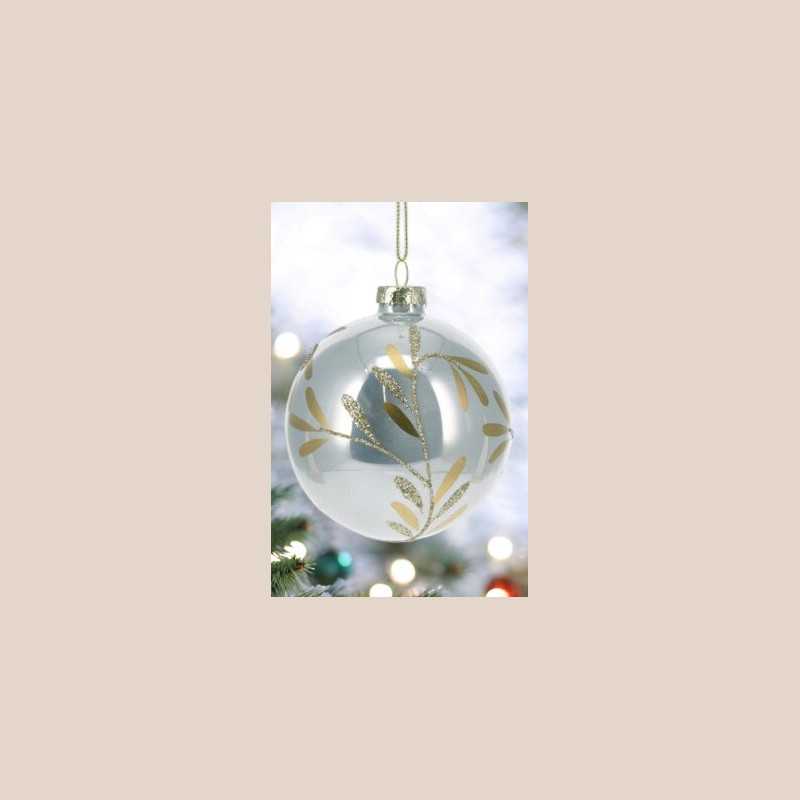 Boule de noel argent feuille or et paiellete