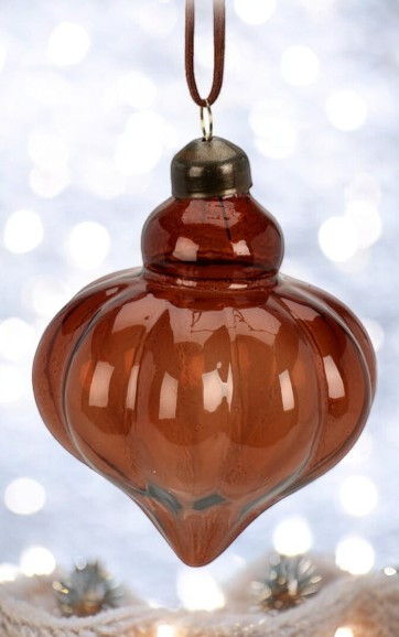 Boule de noël en verre goutte rouge