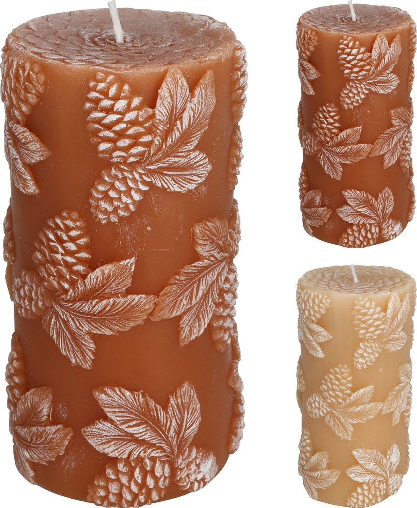 Bougie pilier 13cm pomme de pi