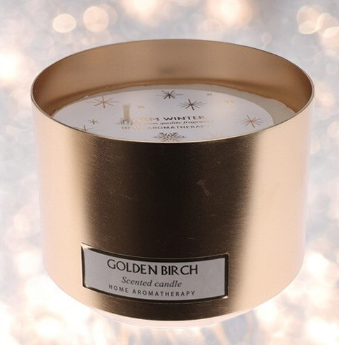 Bougie parfumée pot cuivré bouleau dorée