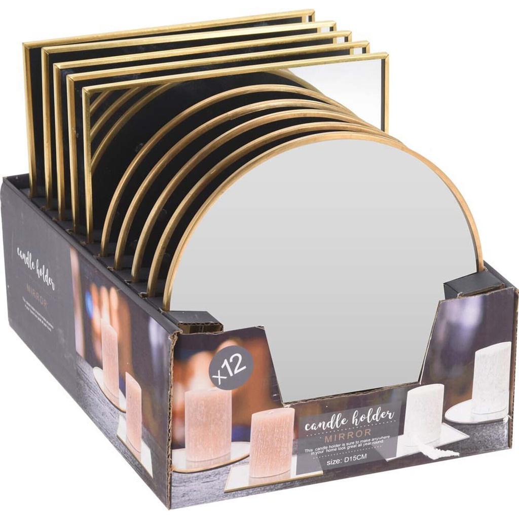 Plateau miroir dore 15 cm