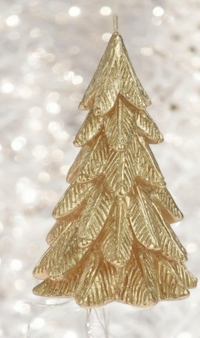 Bougie en forme sapin de noël 12cm doré