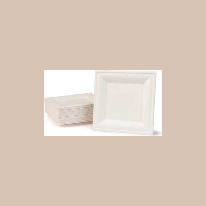 Assiettes carrées 25.5cm 100% canne a sucre x 30