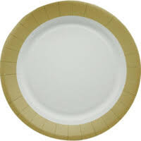 Lot de 12 assiettes carton bordure dore 10"x12