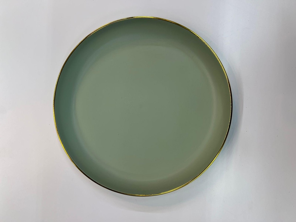 Assiette ronde liseré or kaki 18.20