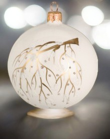 Boule de noël blanc lisse en verre 8 cm goutte