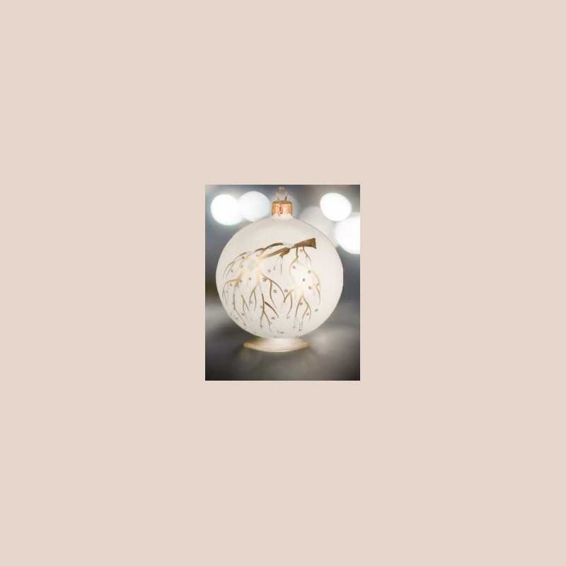 Boule de noël blanc lisse en verre 8 cm goutte