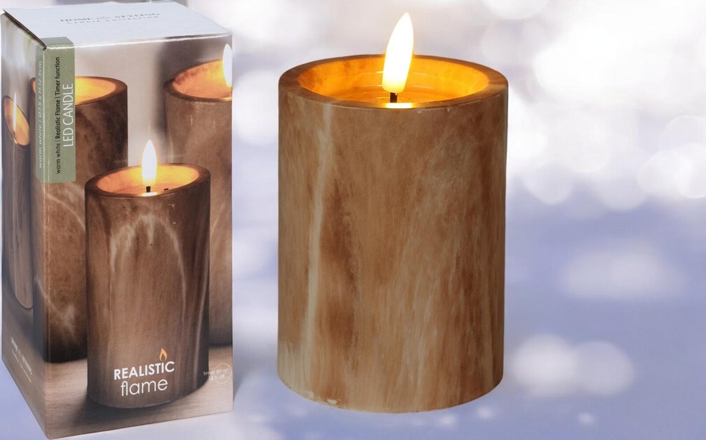 Bougie led 7.5x10cm brun