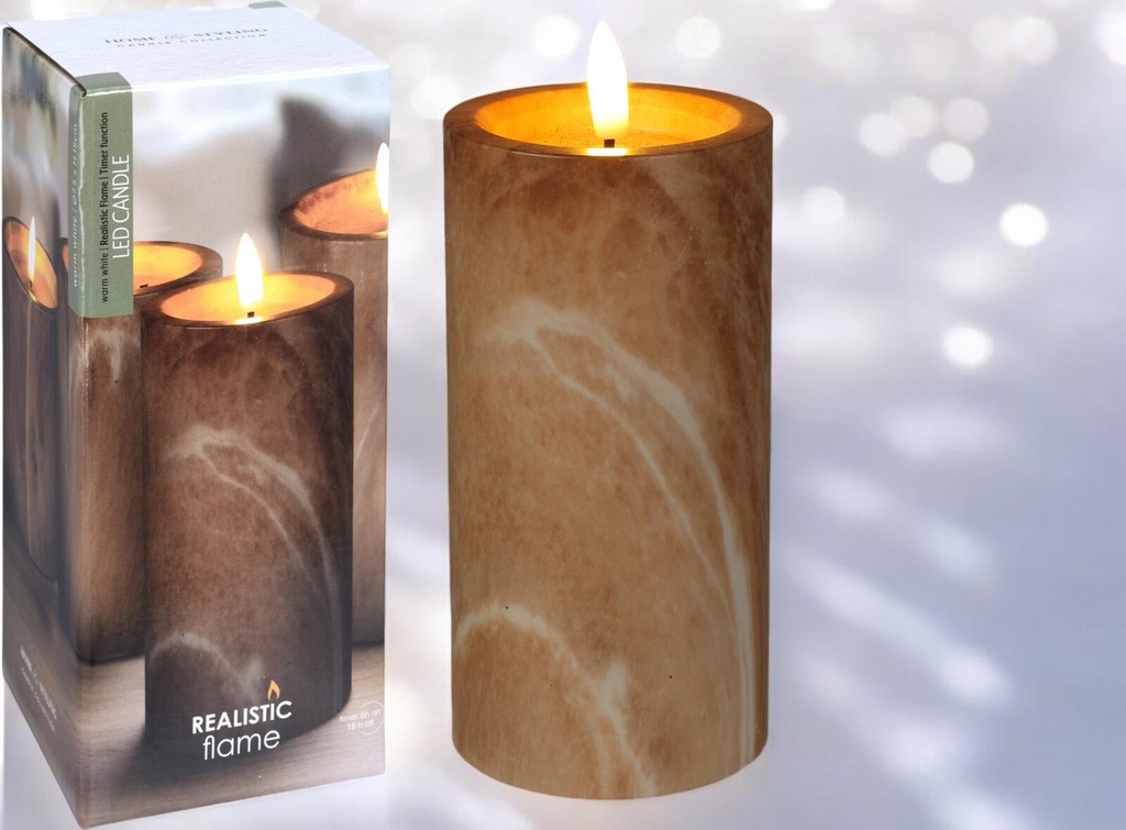 Bougie led 7.5x15cm brun