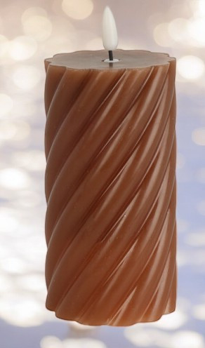 Bougie brune avec led 7x13 cm petit rayure