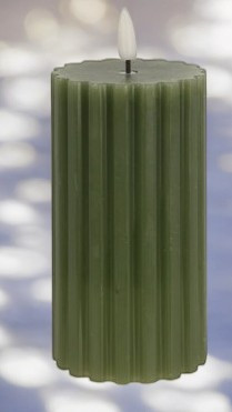 Bougie verte avec led 7x13 cm grand rayure