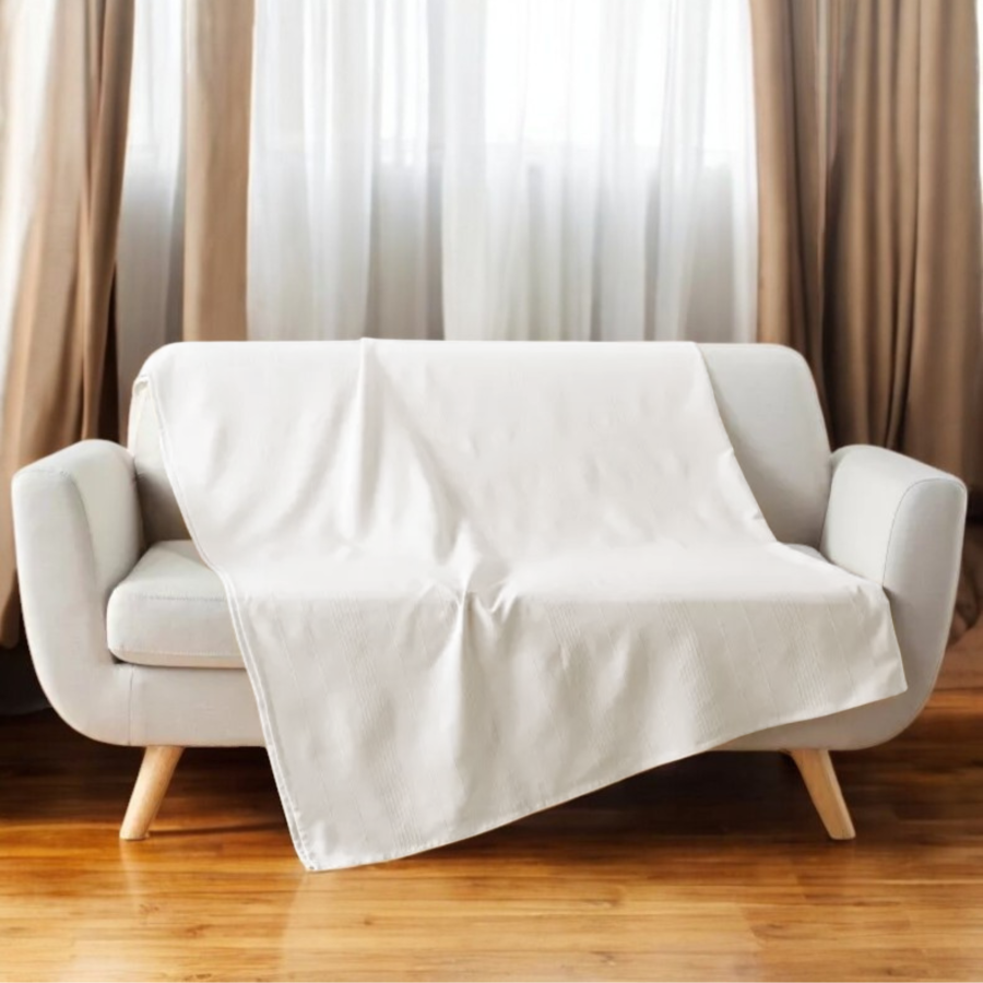 Plaid 220x240 blanc coton cotonnia