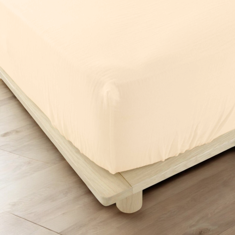 Drap housse 140x190 sable gaze de coton celestia